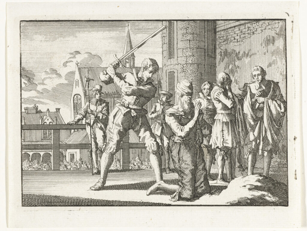 De executie van Johan van Oldenbarnevelt op 13 mei 1619.